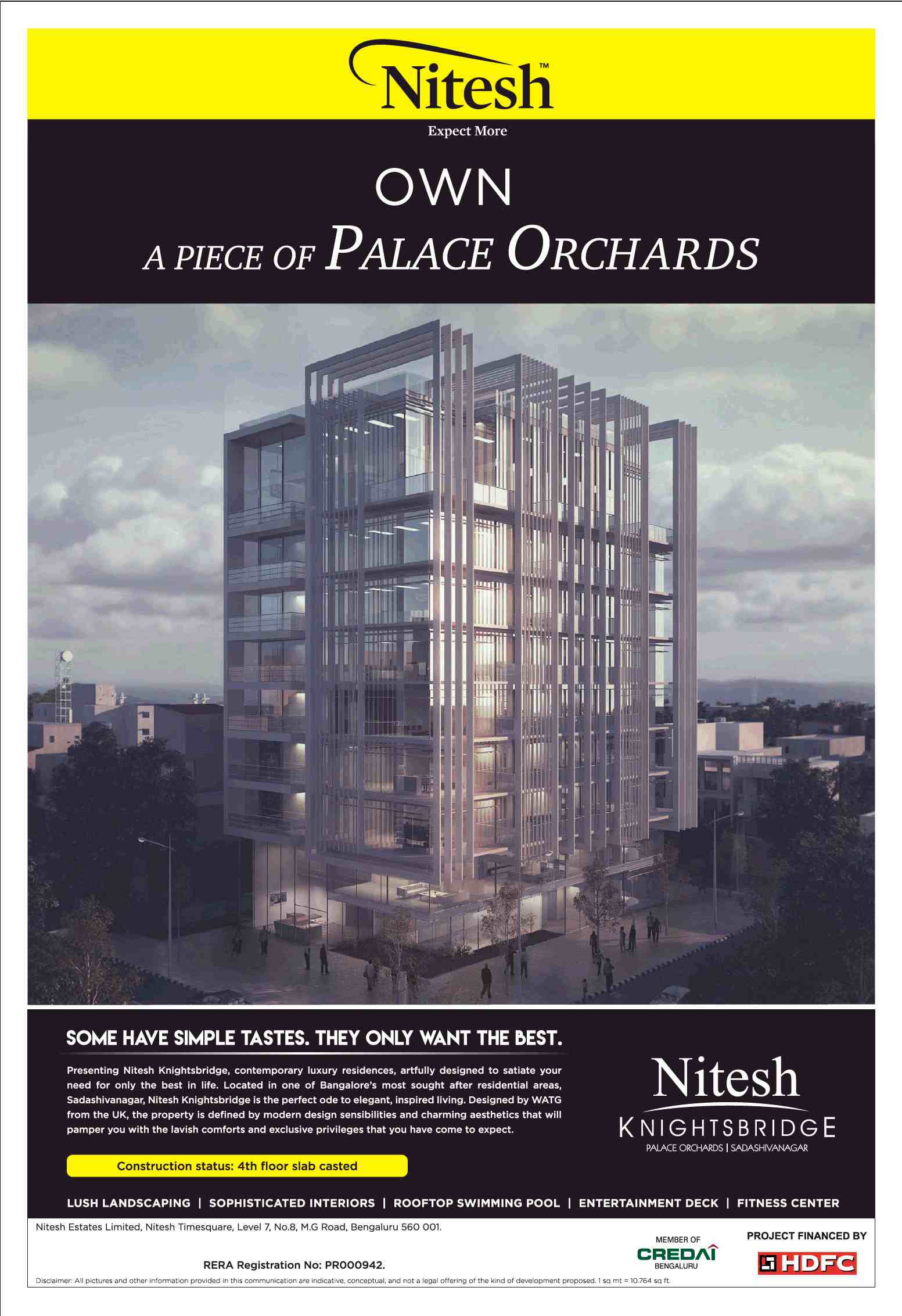 Experience lavish comforts and exclusive privileges at Nitesh Knightsbridge in Bangalore Update